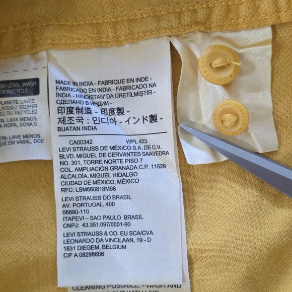 Levi's Relaxed Fit Shirt Mens L Mustard Yellow LS Cotton Buttons Pockets Western - Picture 11 of 16